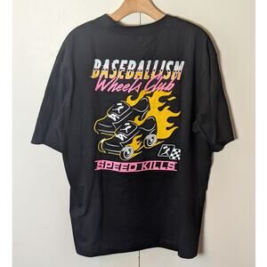 Baseballism Wheels Club Black T-Shirt Large
